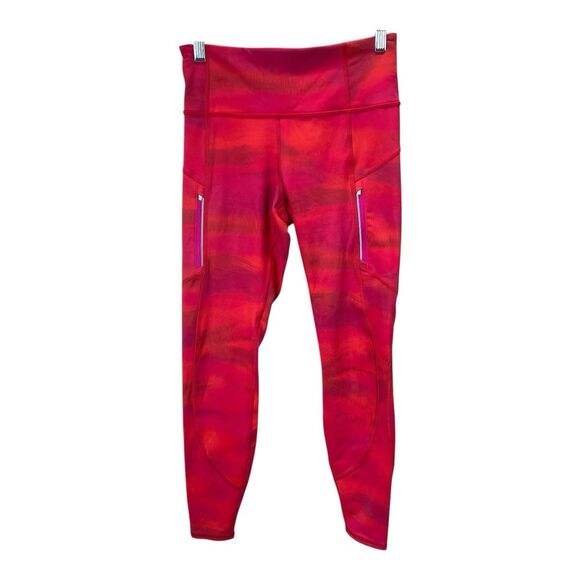 Athleta Rainier Printed Tight SMALL  Yoga Activewear Pink Purple Reflective - Picture 1 of 7